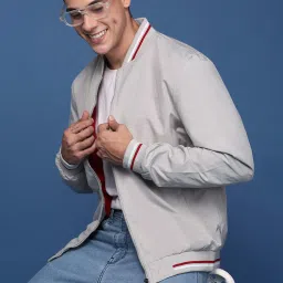 showoffff Showoff Cream Nylon Slim Fit Solid Jacket image 4