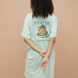 Ginger By Lifestyle Light Green Cotton Regular Fit Printed Nighties image 2