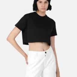 Bene Kleed Black Slim Fit Crop T-Shirt-image-46