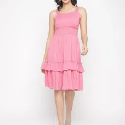 La Intimo Pink Relaxed Fit Solid Dress-picture-46