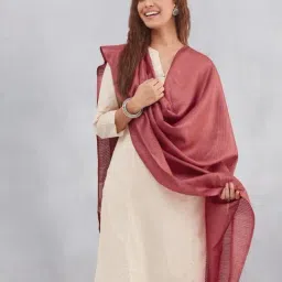 Fabindia Pink Solid Dupatta image 3
