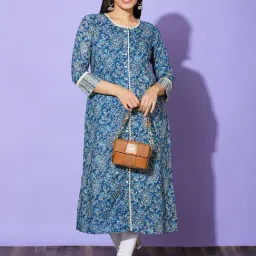 Globus Blue Floral Print Kurta-picture-37