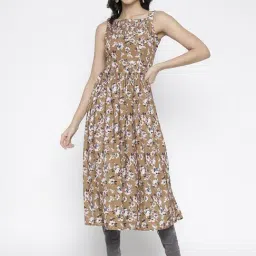 La Intimo Brown Relaxed Fit Printed Dress-picture-28