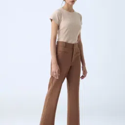 Wardrobe by Westside Brown Flared High-Rise Trousers image 3