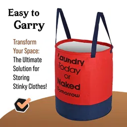 Kuber Industries Red 2 Pieces Printed Foldable Laundry Bag 45L image 3