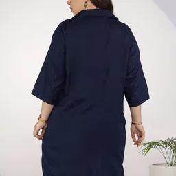 LetsDressUp Women Plus Size Navy Cotton Slub Top Moonlit Charm image 3