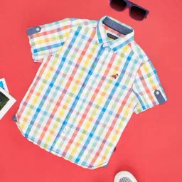 Pantaloons Junior Kids Multicolor Cotton Chequered Shirt-picture-10