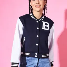 BUYNEWTREND Navy & White Printed Jacket-picture-25
