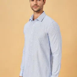 Byford by Pantaloons Blue Bell Cotton Slim Fit Self Pattern Shirt image 3