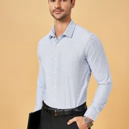 Byford by Pantaloons Blue Bell Cotton Slim Fit Self Pattern Shirt image 4