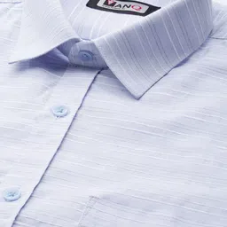 MANQ Men Blue & White Smart Regular Fit Horizontal Stripes Formal Shirt image 4