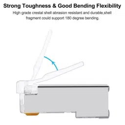 FEDUS RJ45 STP Connector Cat5, Cat5E, Cat6 Crimp Module Plug ‎Transparent (Pack of 40 Pcs) image 4