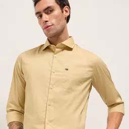 THE BEAR HOUSE Men Tailored Fit Solid Spread Collar Cotton Casual Shirt-picture-29