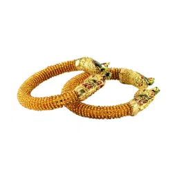 Vidhya Kangan Set Of 2 Gold-Plated Artificial Stones-Studded Kada Bangles image 4