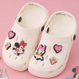 Disney by Yellow Bee Perforated Clogs With Minnie Mouse & Daisy Duck Charms - White-picture-49