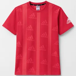 ADIDAS KIDS Knit Half Sleeves T-Shirt with Logo Print - Red-picture-24