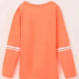 Smarty Girls Cotton Knit Full Sleeves T-Shirt Text Printed - Neon Orange image 2