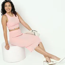 SHOWOFFFF Ribbed Round Neck Top With Skirt Co-Ords-picture-37