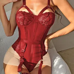 VAGHBHATT Women Strappy Lace Baby Doll-image-10