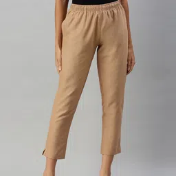 IndianRang Women Relaxed Regular Fit Mid-Rise Pure Cotton Trousers-image-2