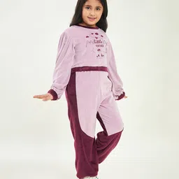 stylobug Stylo Bug Full Sleeves Expore Theme Printed Colour Blocked Sweatshirt Set - Purple image 4