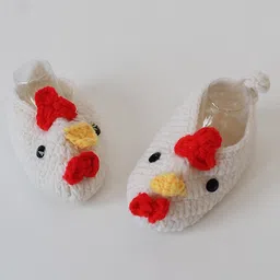 Woonie Hen Designed Handmade Crochet Booties - White image 4
