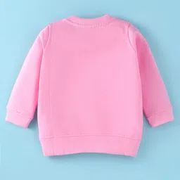 Zero Fleece Knit Full Sleeves T-Shirt & Lounge Pants Set With Animal & Text Print - Pink image 3