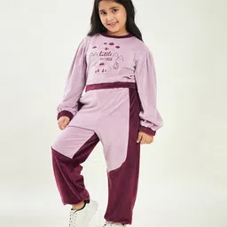 stylobug Stylo Bug Full Sleeves Expore Theme Printed Colour Blocked Sweatshirt Set - Purple image 5