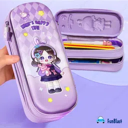 Bunie Cute Girl Print 3D EVA Pencil Case for Kids & Students image 4