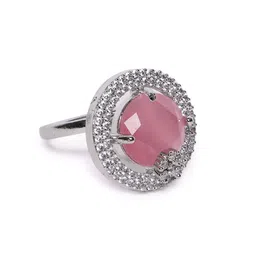 VOGUE PANASH Rhodium-Plated Stone-Studded Adjustable Finger Ring image 3