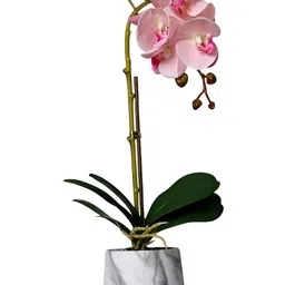 TAYHAA White 1 Pieces Orchid Artificial Plant With Pot image 3