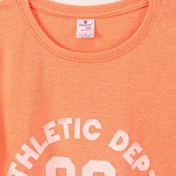 Smarty Girls Cotton Knit Full Sleeves T-Shirt Text Printed - Neon Orange image 5