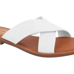 Shoetopia Women's White Cross Strap Sandals image 4