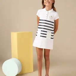 U.S. Polo Assn. Girls White Horizontal Striped Skater Dress-image-64