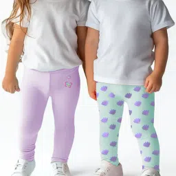 Nauti Nati Girls Blue & Lavender Graphic Print Leggings-image-83