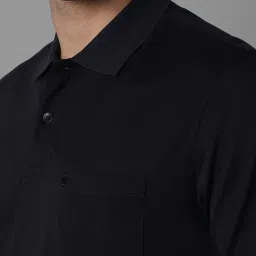 Louis Philippe Black Cotton Regular Fit Printed Polo T-Shirt image 4