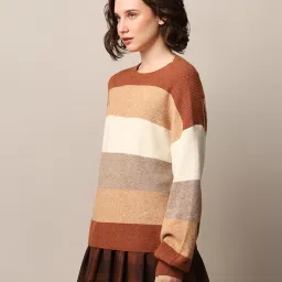 Only Brown Striped Pullover image 4