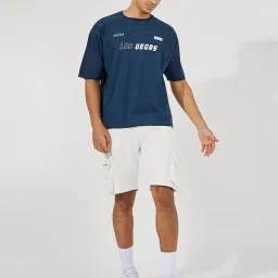 Styli Navy Blue Oversized Printed T-Shirt image 4