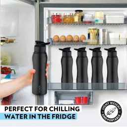 Borosil Black Stainless Steel Water bottle With Double Wall Vacuum (750 ML) image 4