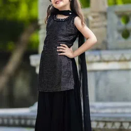 KL9KIDS Girls Poly Georgette Embroidered Kurta & Palazzos-picture-19
