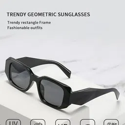 SPADEACES Unisex Full Rim Square Black Lens & Black Aviator Sunglasses image 3