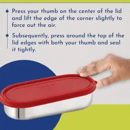 Magnus Easy Lock Deep Red Stainless Steel Container with Leakproof Lid - Set of 2 (100 ml, 780 ml) image 4