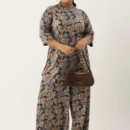 theRebelinme Navy Floral Print Plus Size Jumpsuit image 4