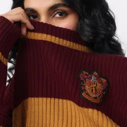 The Souled Store Maroon & Yellow Colourblock Sweater image 4