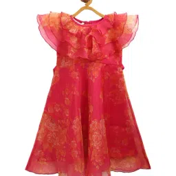 Ahalyaa Kids Pink Floral Print Dress-picture-16