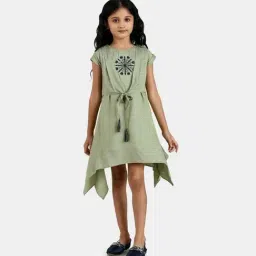 Peppermint Kids Green Embroidered Dress-image-10