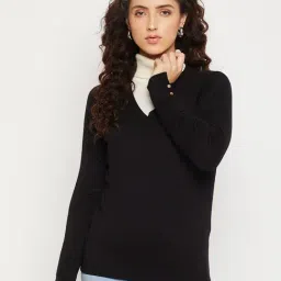 MADAME Black V Neck Sweater-picture-11