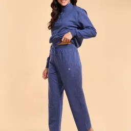 Enamor Blue Melange Plain Lounge Pants image 4