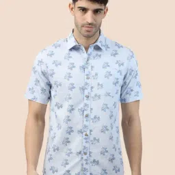 The Formal Club Blue Comfort Fit Printed Shirt-image-12