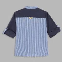 Blue Giraffe Boys Multicolor Cotton Striped Full Sleeves Shirt image 2